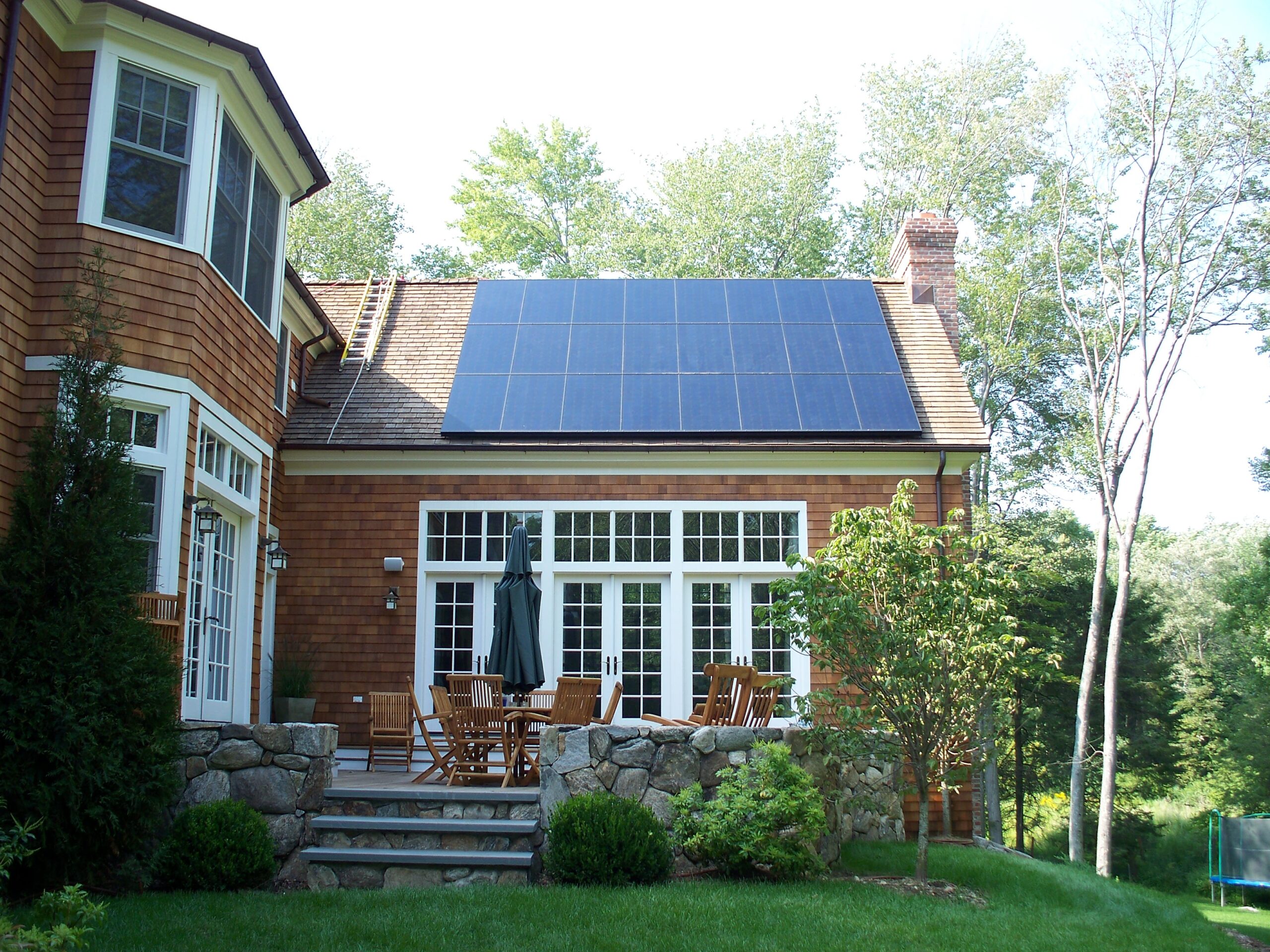 Solar panels on an extension roof.