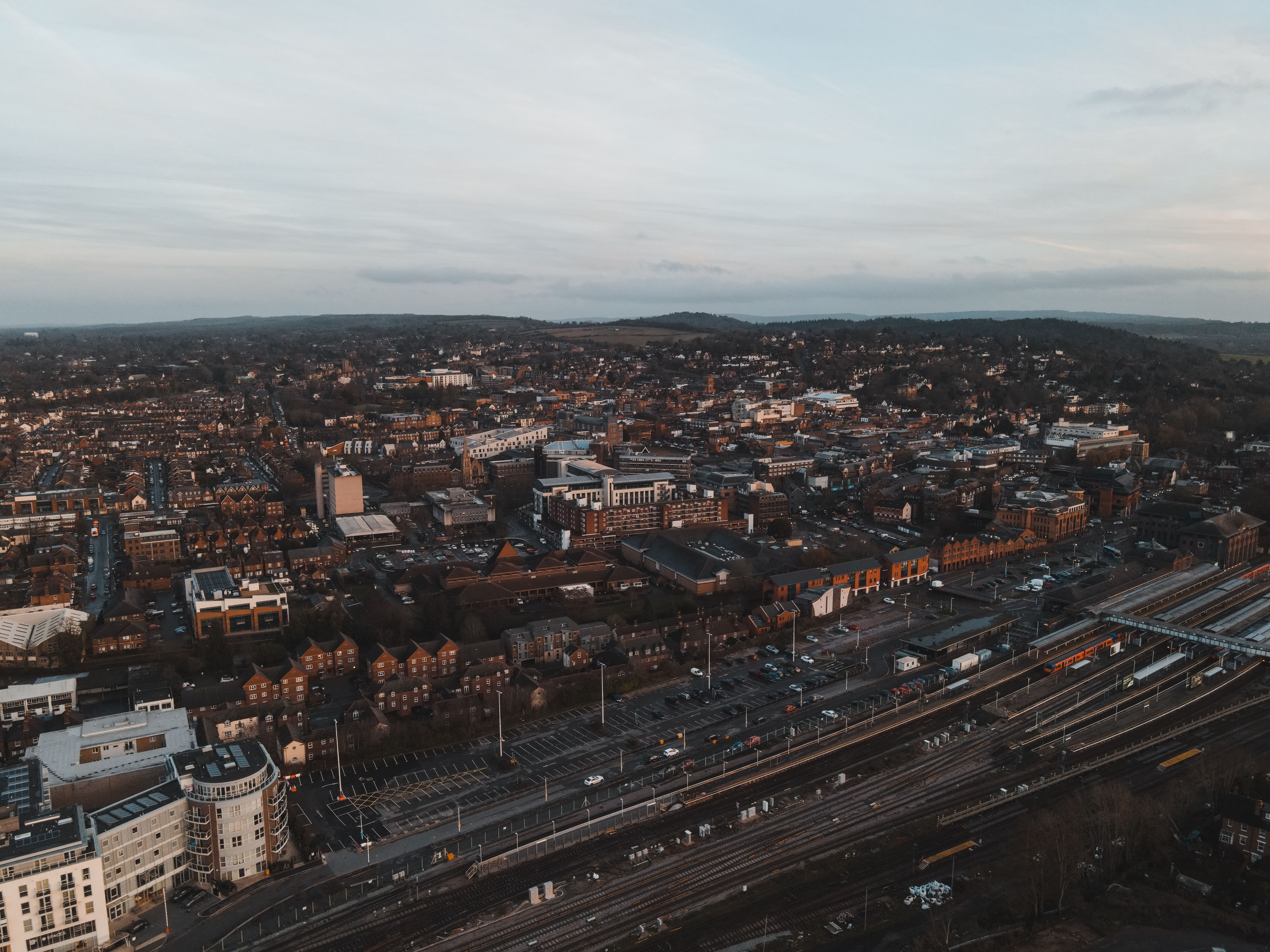 An aerial shot of Guildford, Surrey.